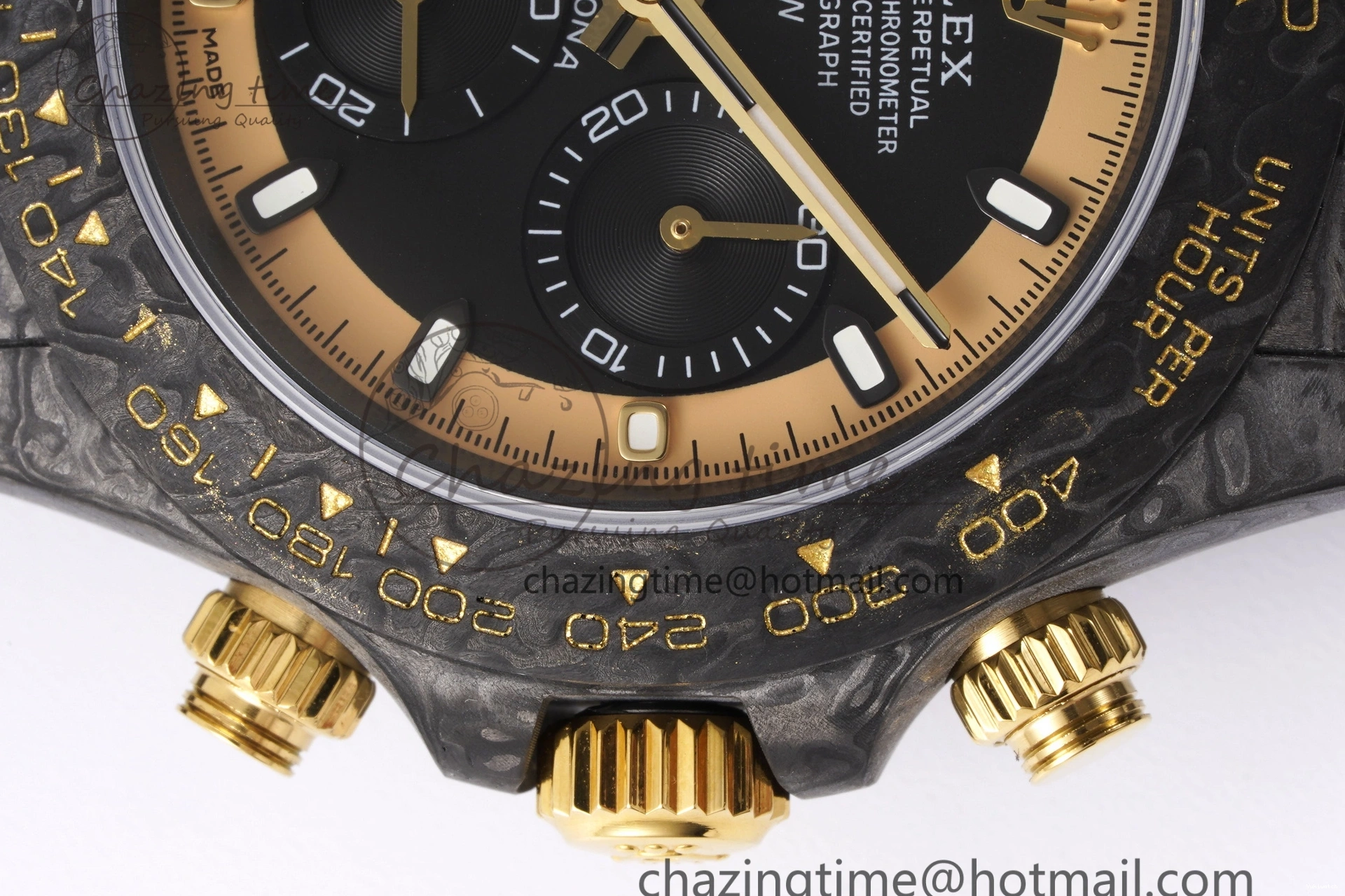 and Daytona Bezel Edition A7750 Black Gold DIWF Nylon Case DIW Carbon Black on Strap Dial 0117